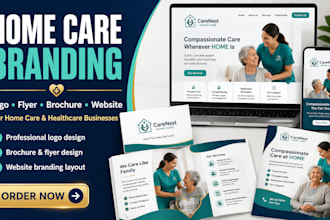 design home care logo flyer brochure website healthcare branding