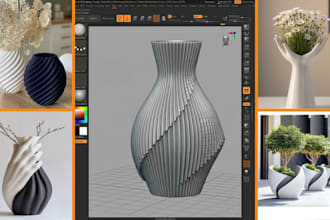 design custom 3d vase, 3d flower vase, 3d printable vase and decor vase model