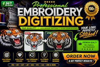 professional embroidery designs and digitize logo