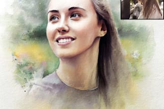watercolor portrait painting, photo to watercolor portrait