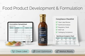 develop professional food product formulation and recipes for commercial use