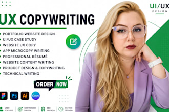 do your ui ux copy, website copywriting, ad case study for portfolio microcopy