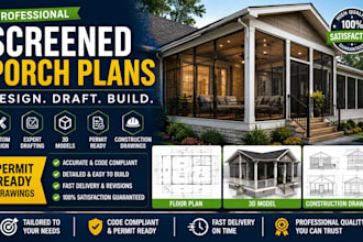 design, draft, and build screened porch plans, 3d models, permit ready drawings