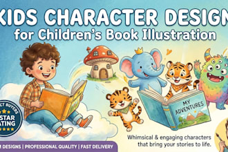 create kids character design for children book illustration