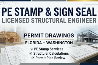 licensed structural engineer permit drawings pe stamp florida washington