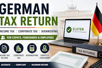 do german tax return income tax, corporate tax, bookkeeping for expat foreigners