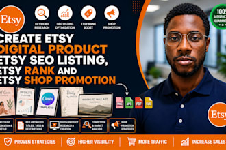 create etsy digital product etsy SEO listing etsy rank and etsy shop promotion