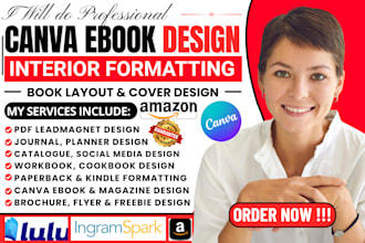 editable canva ebook design, journal or workbook design, ebook layout formatting
