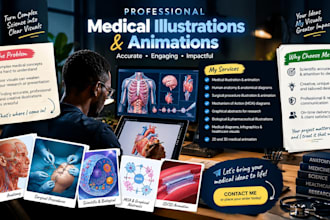 draw detailing illustration or animation on medical, surgical procedure, moa