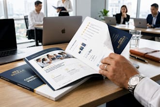 be designing brochures, company profiles, reports, whitepapers and proposals
