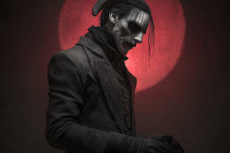 create a horror metal cover illustration with manual drawing