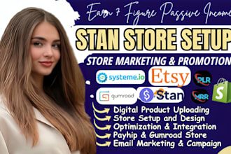 do stan store design, gumroad, beacons ai, payhip, stan store marketing