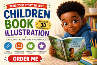 design cute black african american cartoon characters and children story books,