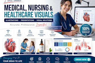 create medical, nursing or product, healthcare, illustration, presentation