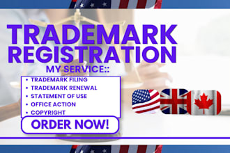 do trademark search filing and registration USA, UK  as  licensed attorney