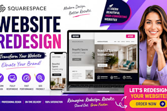 redesign squarespace website, responsive landing page redesign, business website