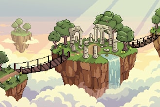 draw pixel art scene and background