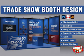 do 3d trade show booth display, exhibition stall, expo backdrop, roll up banner