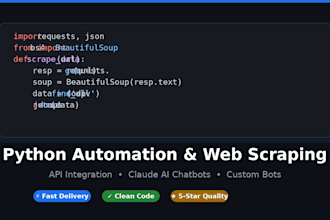 build python automation scripts, web scrapers, and API integrations