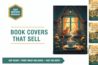 design a charming cozy mystery book cover for amazon KDP
