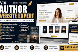 design wix author site with a book shop and newsletter signup