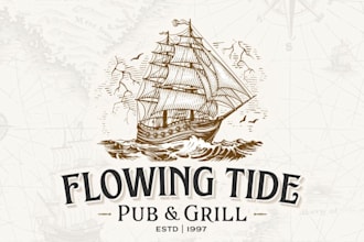 make vintage sail ship logo for your company
