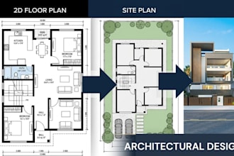 create architectural designs, floor plans, house plan and site plan