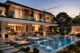 design landscape 3d rendering, garden, backyard, frontyard, pool, patio