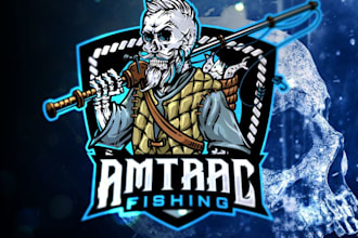 do custom amtrac fishing and skull firefighter logo