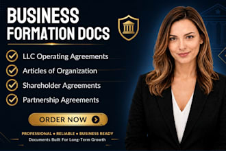 prepare your llc operating, articles of organization, or shareholder agreement