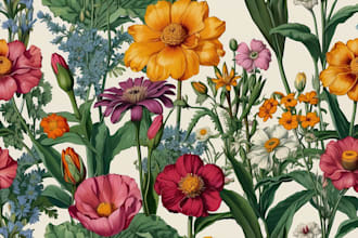 draw line art illustration botanical and flower beautifully