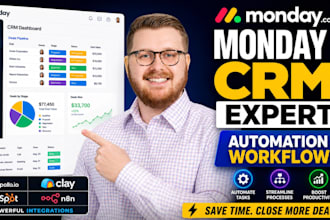 setup monday CRM automate workflows and integrate apollo clay n8n apollo io