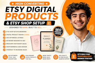 design etsys digital products digital planners etsy shop setup, etsy store SEO