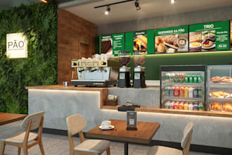 create photorealistic coffee shop rendering