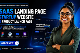 design saas landing page startup website and product launch page