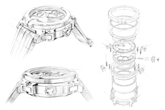 design 3d cad model watch technical drawings for 3d printing and manufacturing