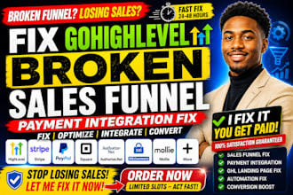 fix gohighlevel broken sales funnel payment integration fix ghl landing page