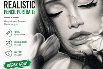 draw a realistic charcoal pencil portrait from your photo