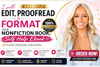 expertly edit, proofread and format your nonfiction ebook, selfhelp book for KDP