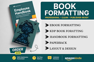book formatting, ebook formatting, paperback formatting, layout design for KDP