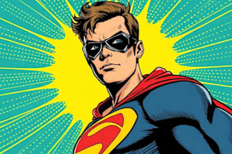 illustrate a superhero pop art portraits