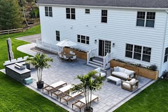 do backyard landscape design, outdoor kitchen design, patio design, 3d rendering