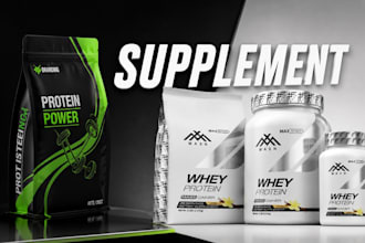 do pouch protein powder packaging, supplement label vitamins blender 3d mockup