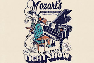 do retro hand drawn, parker eclectico, christmas light show logo for your brand