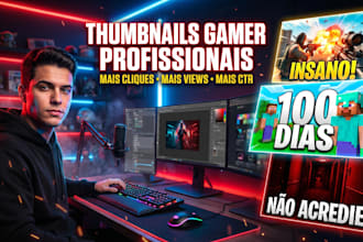 criar thumbnail gamer profissional para youtube com alto CTR