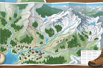 custom hiking trail maps, park maps, tourist map,  outdoor navigation maps