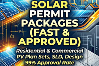 solar permit plan sets and pv system design, cad drafting, and sld for permit