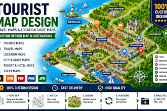 create tourist maps, travel maps and location guide maps
