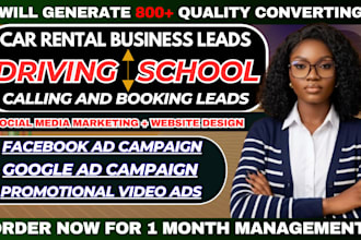 get 800 auto repair leads, car rental leads, driving school leads, facebook ads