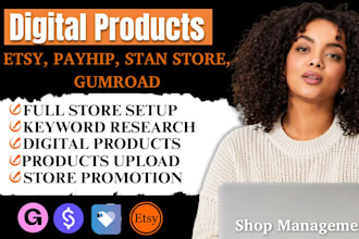 design digital product etsy shop payhip stan store  etsy digital product gumroad